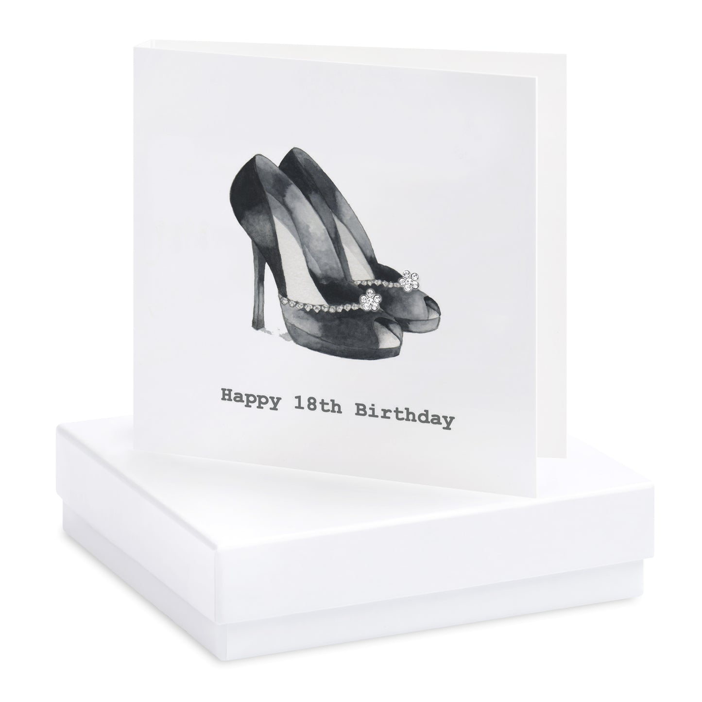 Boxed Black Heels 18th Birthday Earring Card Earrings Crumble and Core   