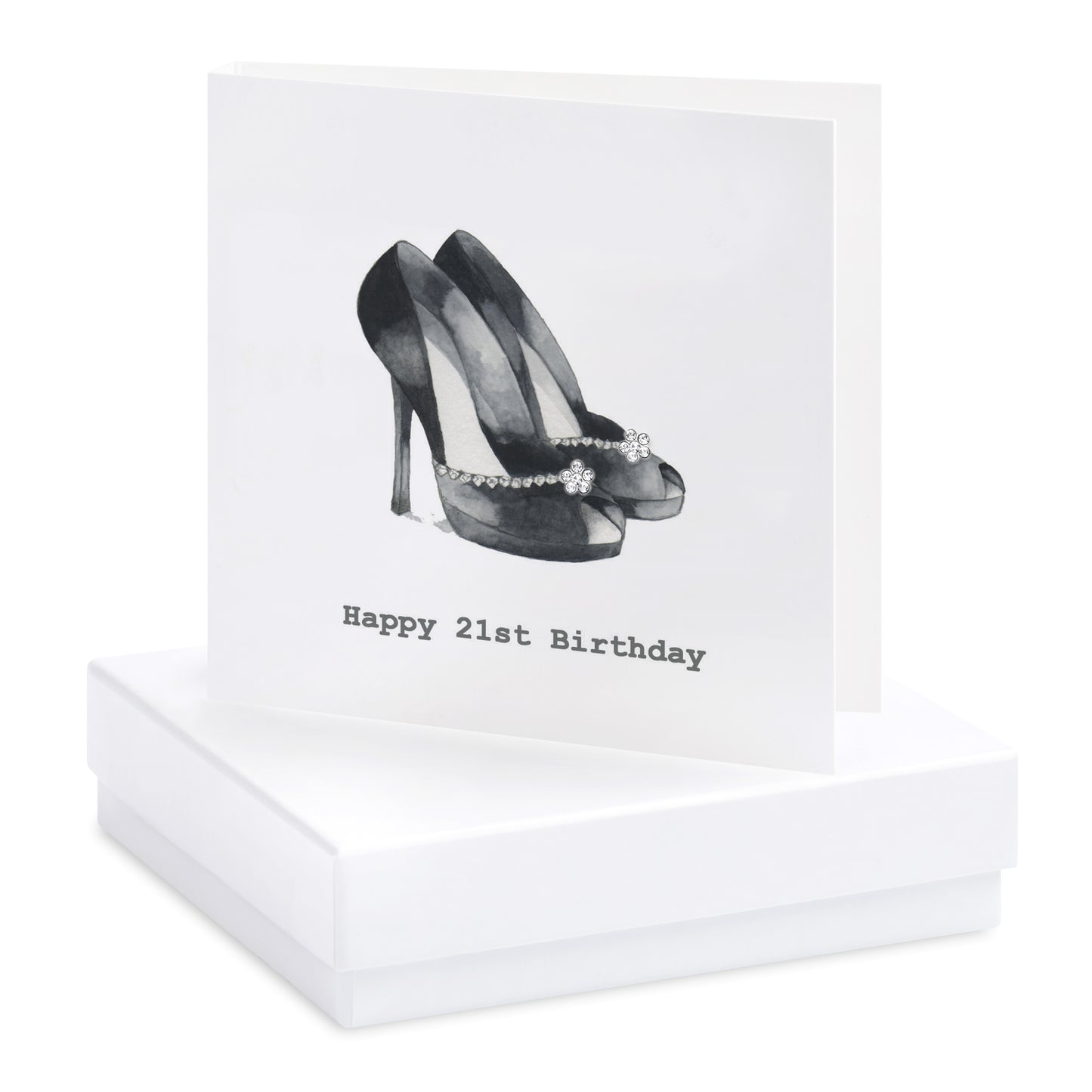 Boxed Black Heels 21st Birthday Earring Card Earrings Crumble and Core   