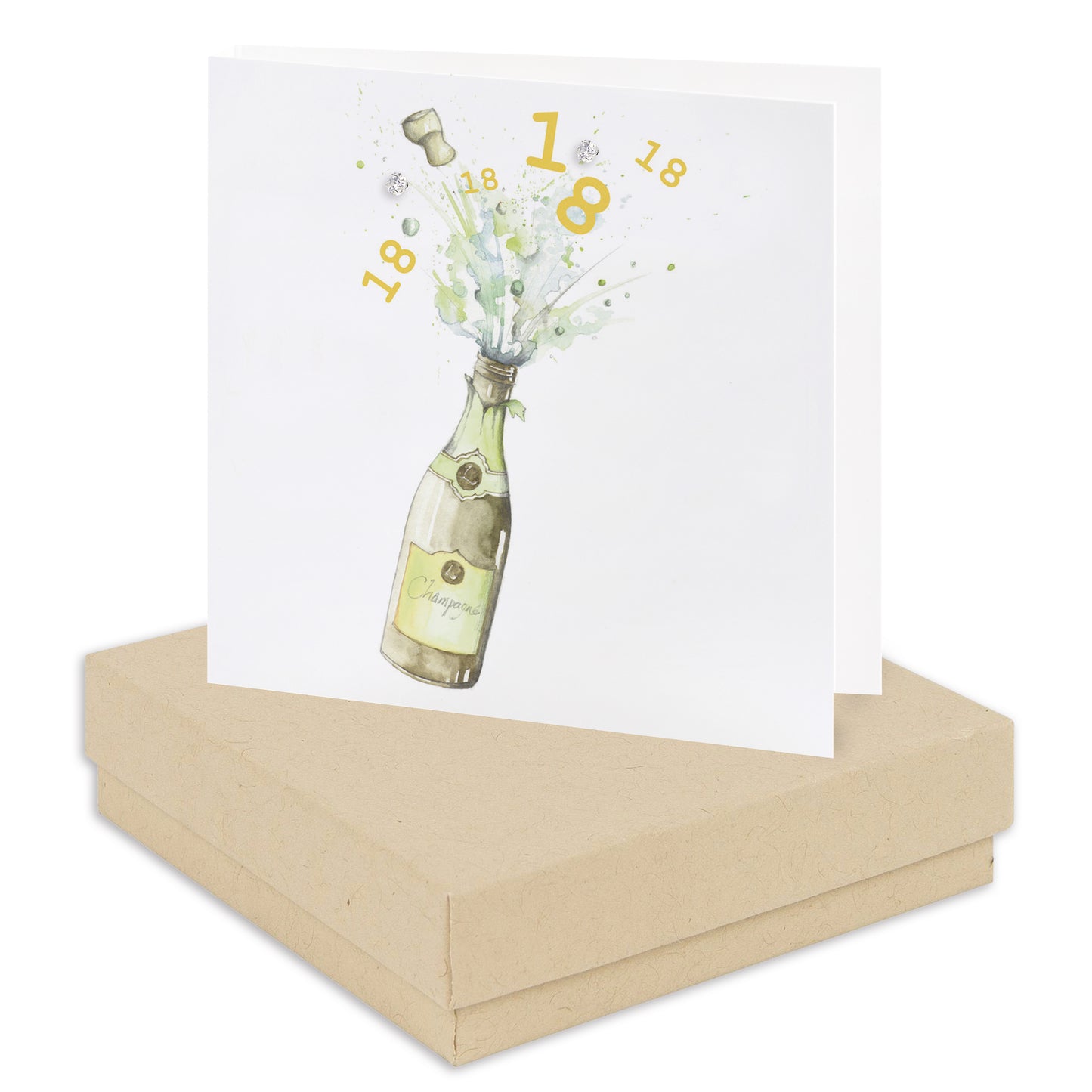 Boxed Champagne Bottle 18th Earring Card Earrings Crumble and Core Kraft  