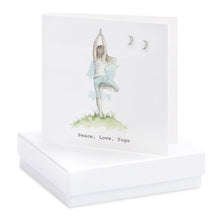 Carica l&#39;immagine nel visualizzatore di Gallery, Boxed Peace, Love, Yoga Earring Card Earrings Crumble and Core White  
