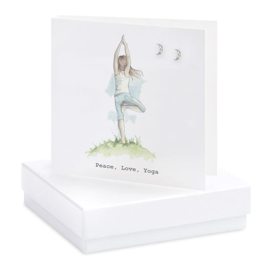 Boxed Peace, Love, Yoga Earring Card Earrings Crumble and Core White  