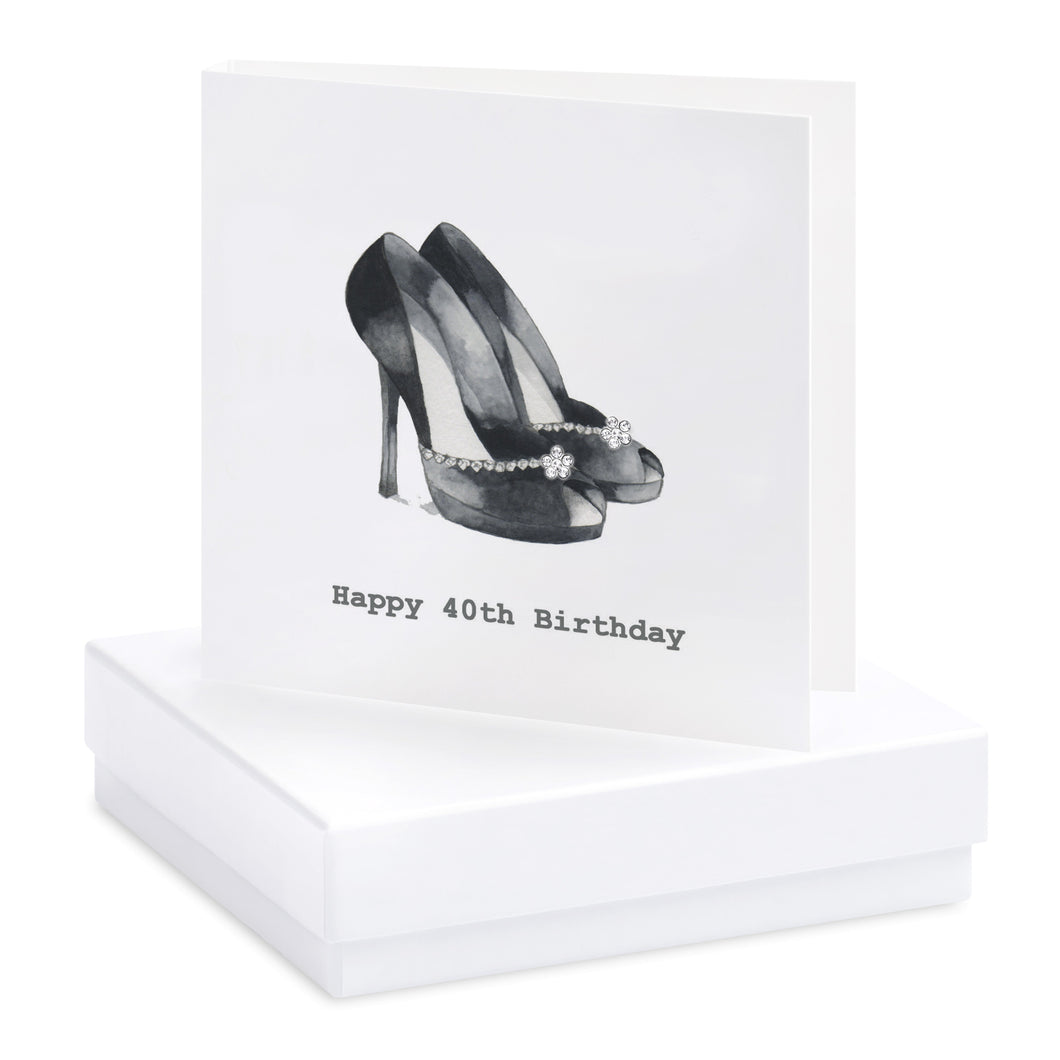 Boxed Black Shoes 40th Birthday Earring Card Earrings Crumble and Core   