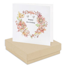 Carica l&#39;immagine nel visualizzatore di Gallery, Boxed Autumnal Wreath Happy Birthday Earring Card Earrings Crumble and Core Kraft  
