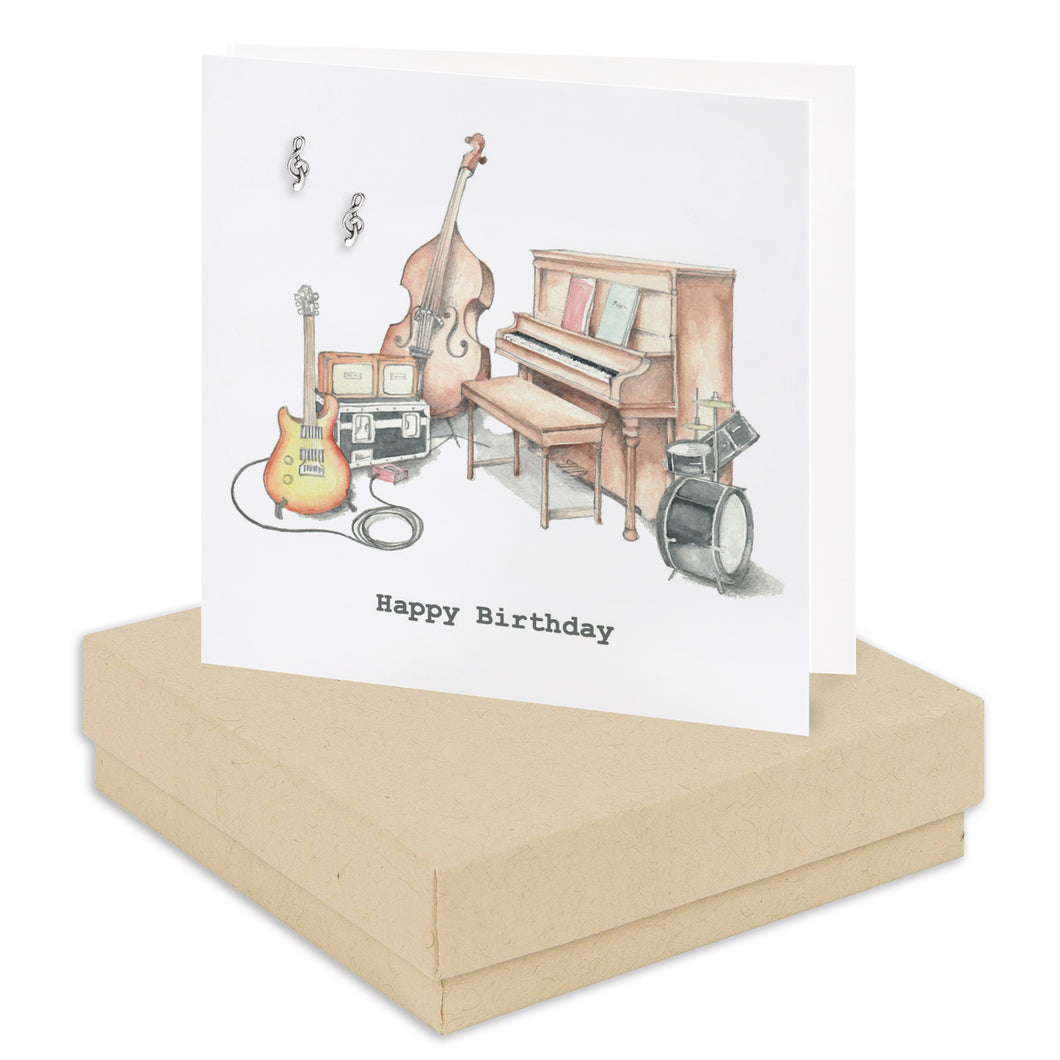 Boxed Earring Card Happy Birthday Musical Card Earrings Crumble and Core Kraft  