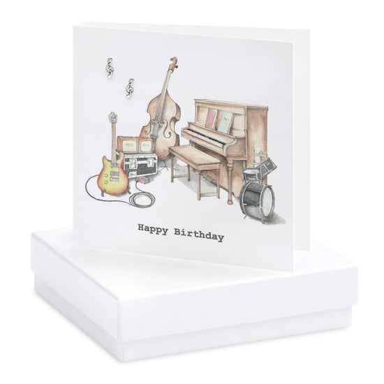 Boxed Earring Card Happy Birthday Musical Card Earrings Crumble and Core White  