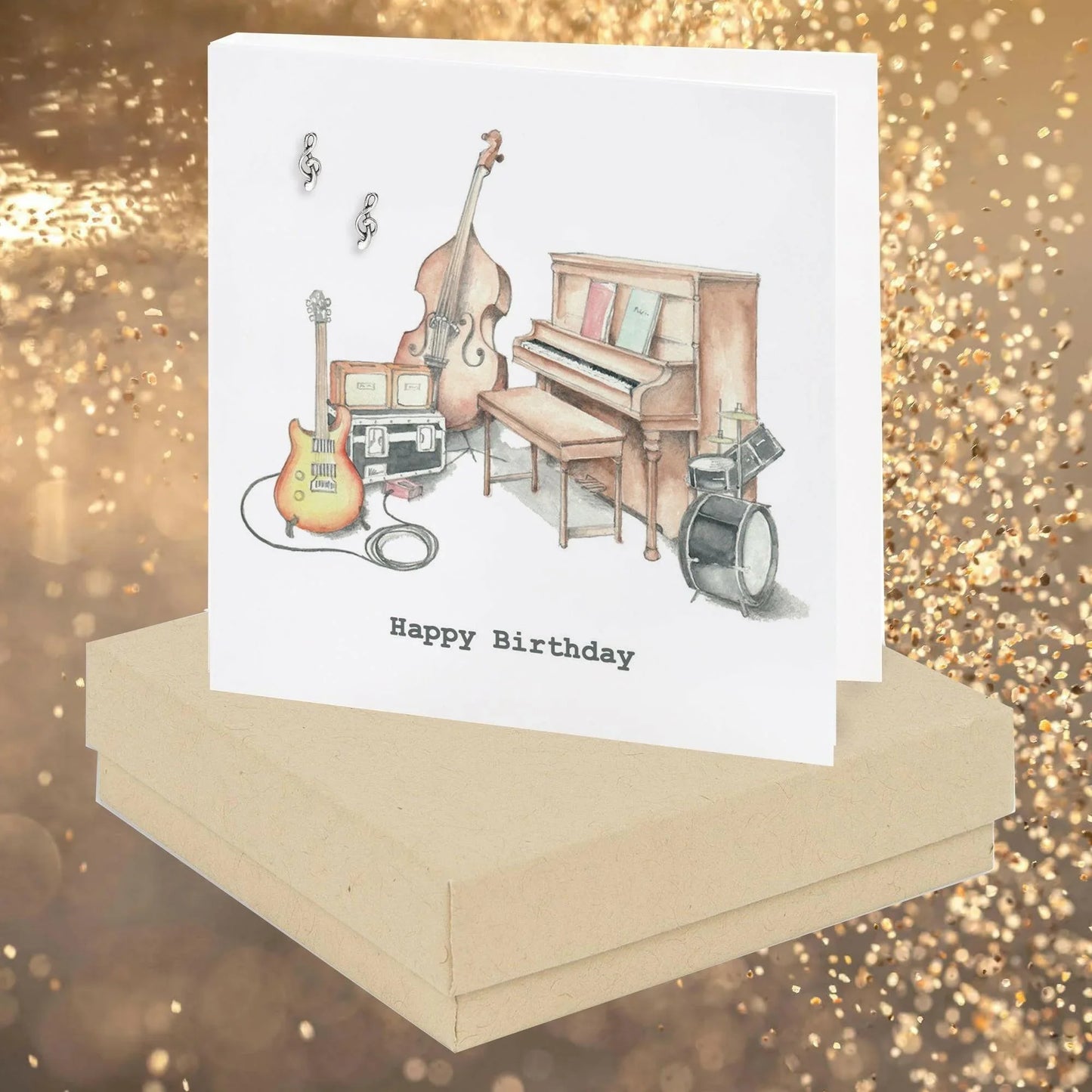 Sterling Silver Treble Clef Earrings - Perfect Gift for Music Lovers Boxed Card Included - Crumble and Core