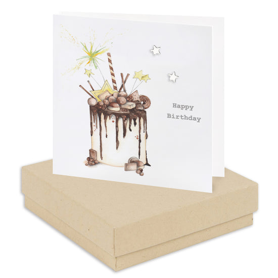 Boxed Happy Birthday Choccie Cake Earring Card Earrings Crumble and Core Kraft  