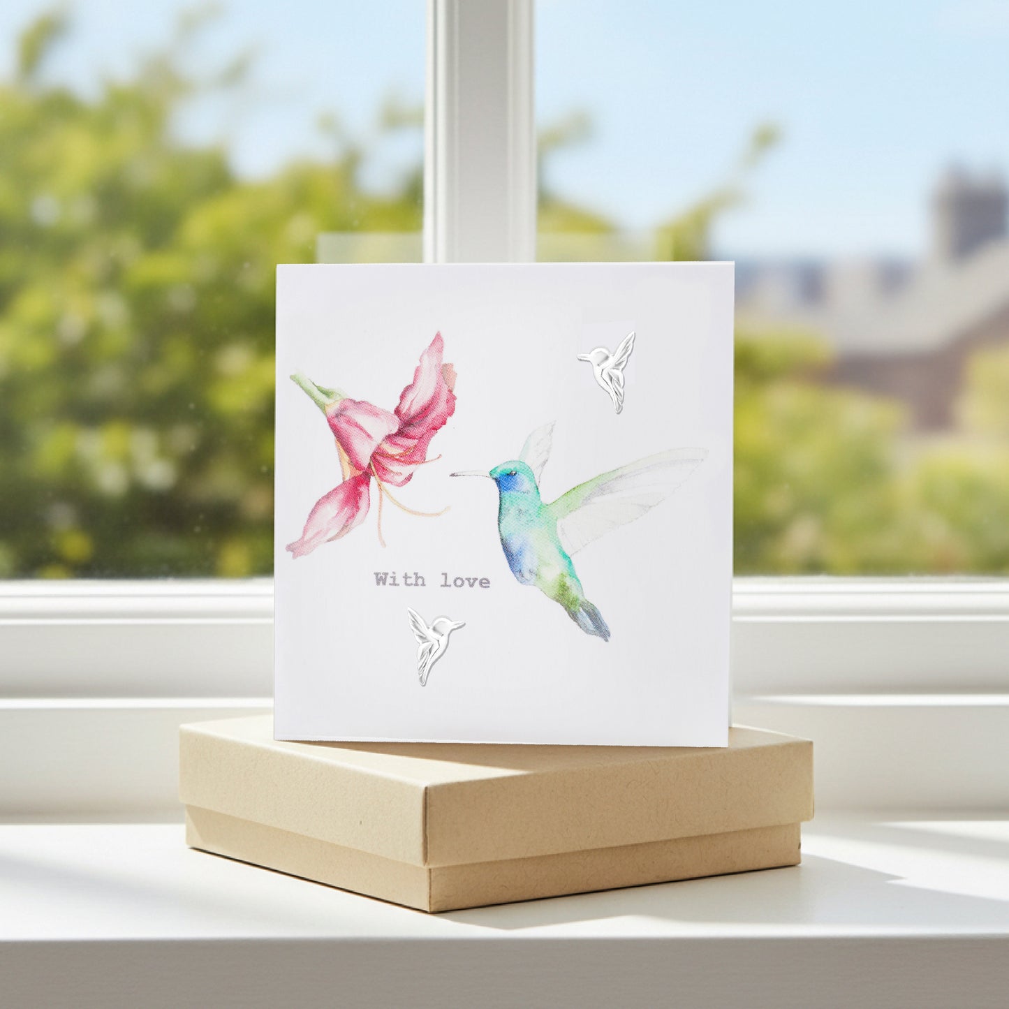 Sterling Silver Stud Earrings – Hummingbird Design With Gift Box For Nature Lovers