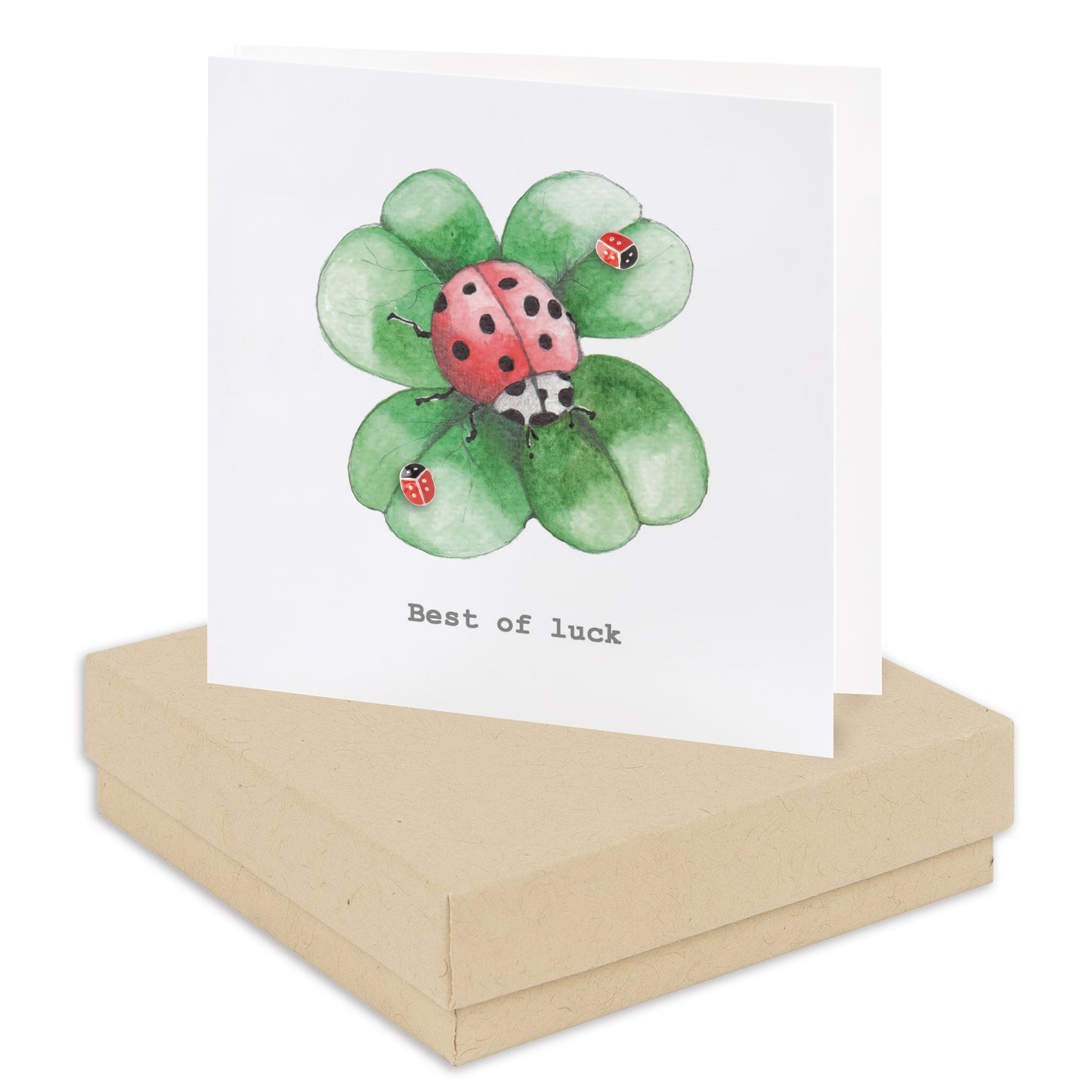 Boxed Best of Luck Clover Earring Card Earrings Crumble and Core Kraft  