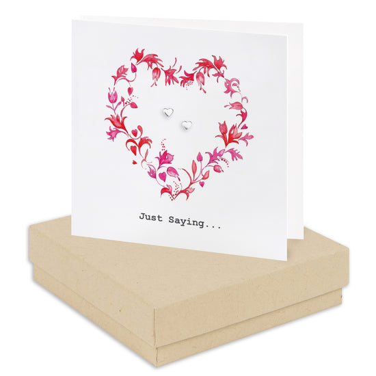 Boxed Red Heart Just Saying ... Earring Card Earrings Crumble and Core Kraft  