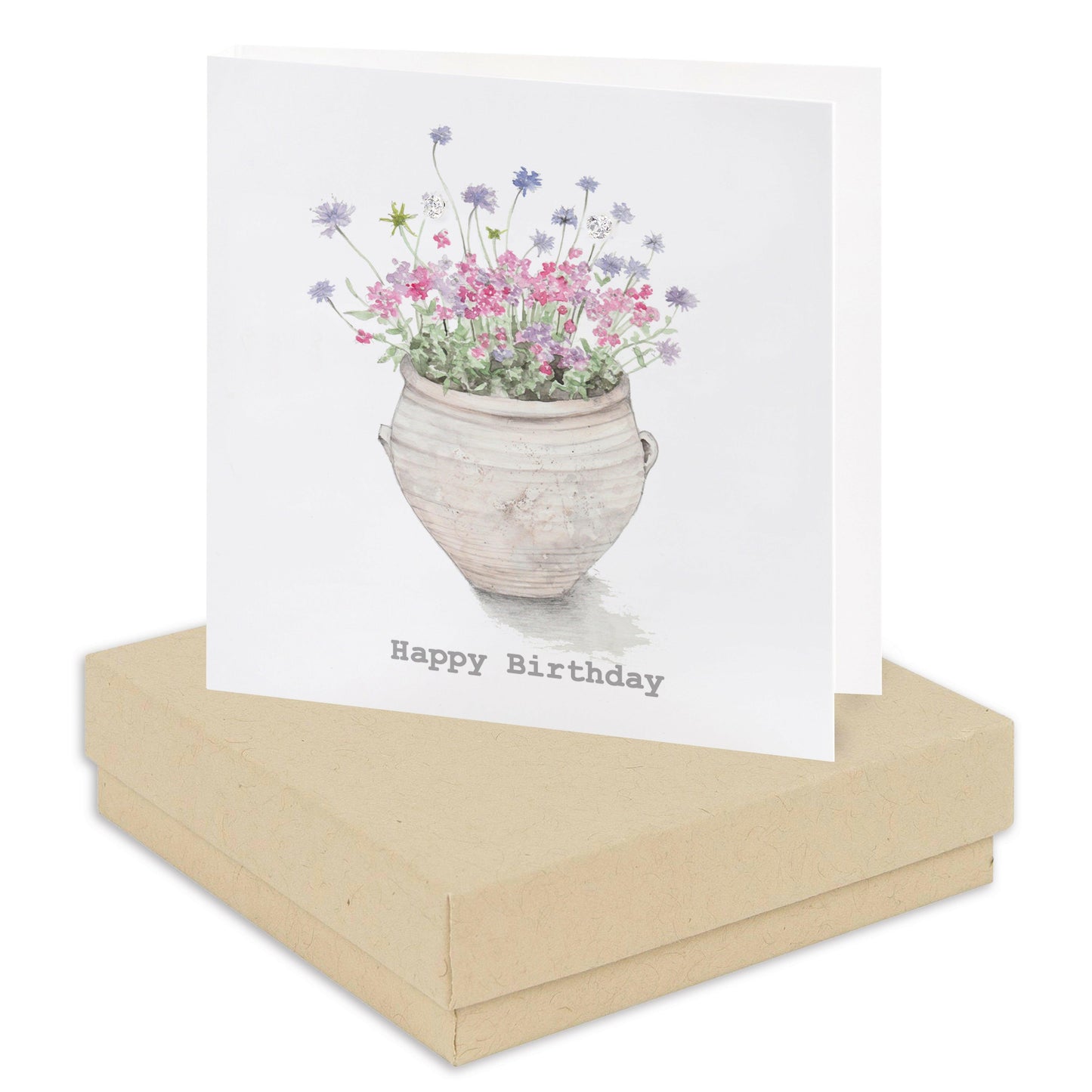 Sterling Silver Happy Birthday Stud Earrings on Floral Card - Thoughtful Gift Idea - Crumble and Core