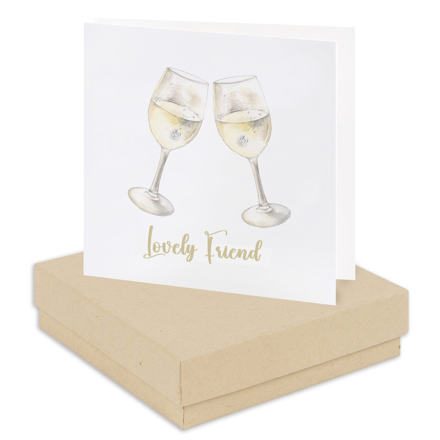 Sterling Silver Stud Earrings with Hand Finished Lovely Friend Wine Card - Unique Gift for Her - Crumble and Core