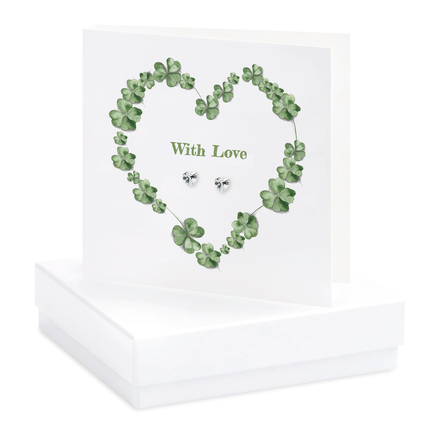 Sterling Silver Earrings – Heart Stud Earrings on Boxed Earring Card | Thoughtful Gift