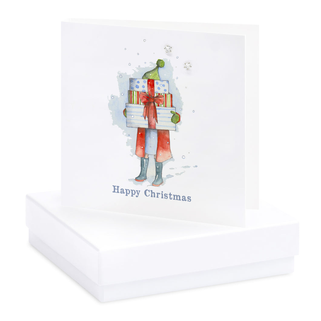 Boxed Pile of Christmas Presents Earring Card