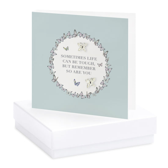 Vintage Sentiments Boxed Silver Earring Card Earrings Crumble and Core White  