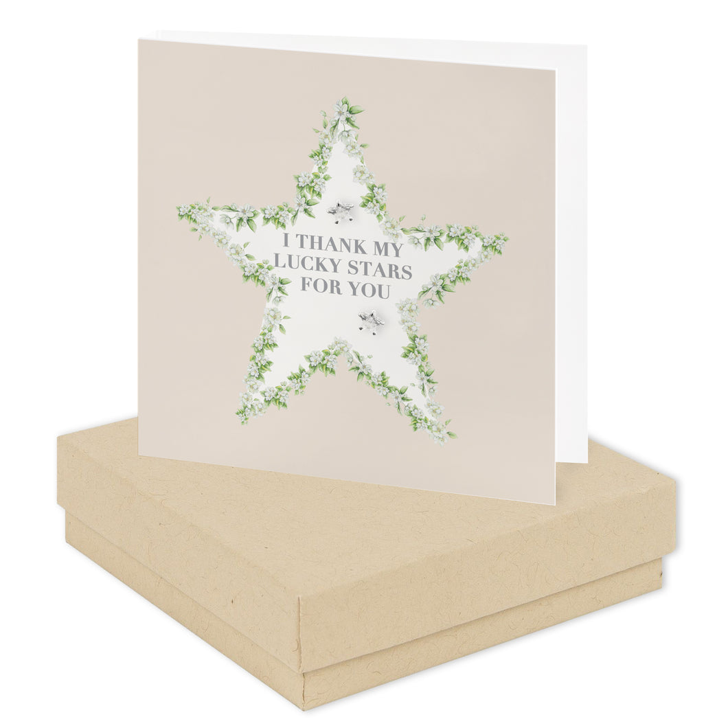 Vintage Sentiments Boxed Silver Earring Card Lucky Stars Earrings Crumble and Core Kraft  