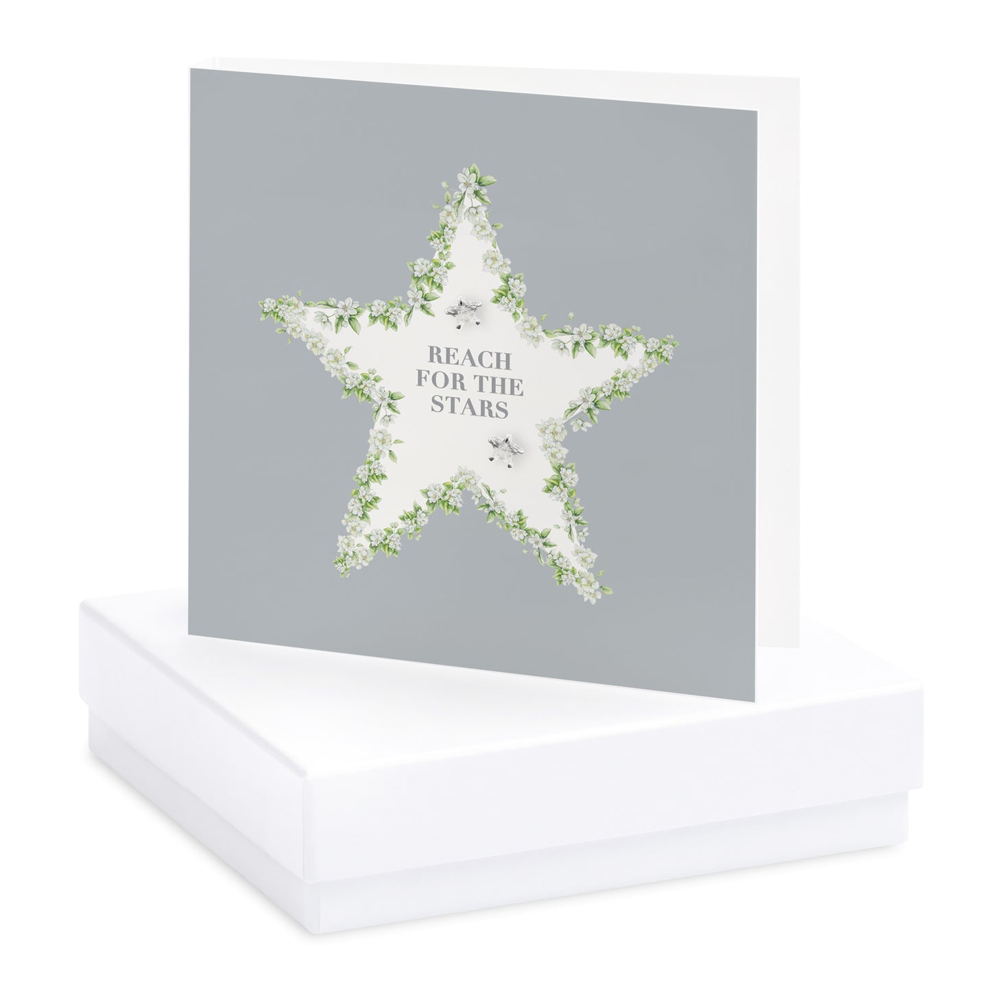 Vintage Sentiments Boxed Silver Earring Card Reach For The Stars Earrings Crumble and Core White  