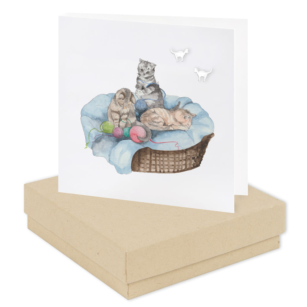 Boxed Earring Card Kittens Earrings Crumble and Core Kraft  