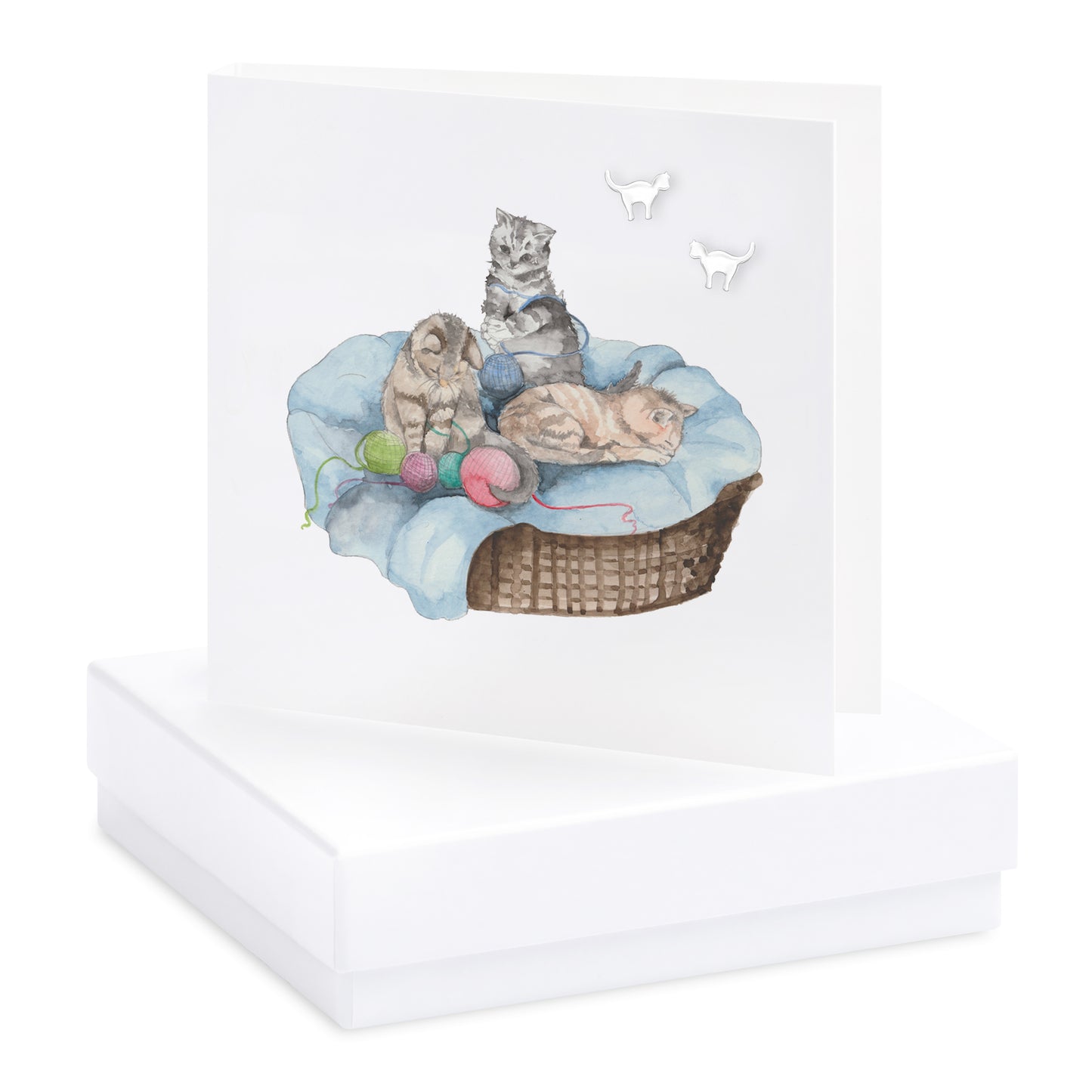 Boxed Earring Card Kittens Earrings Crumble and Core White  