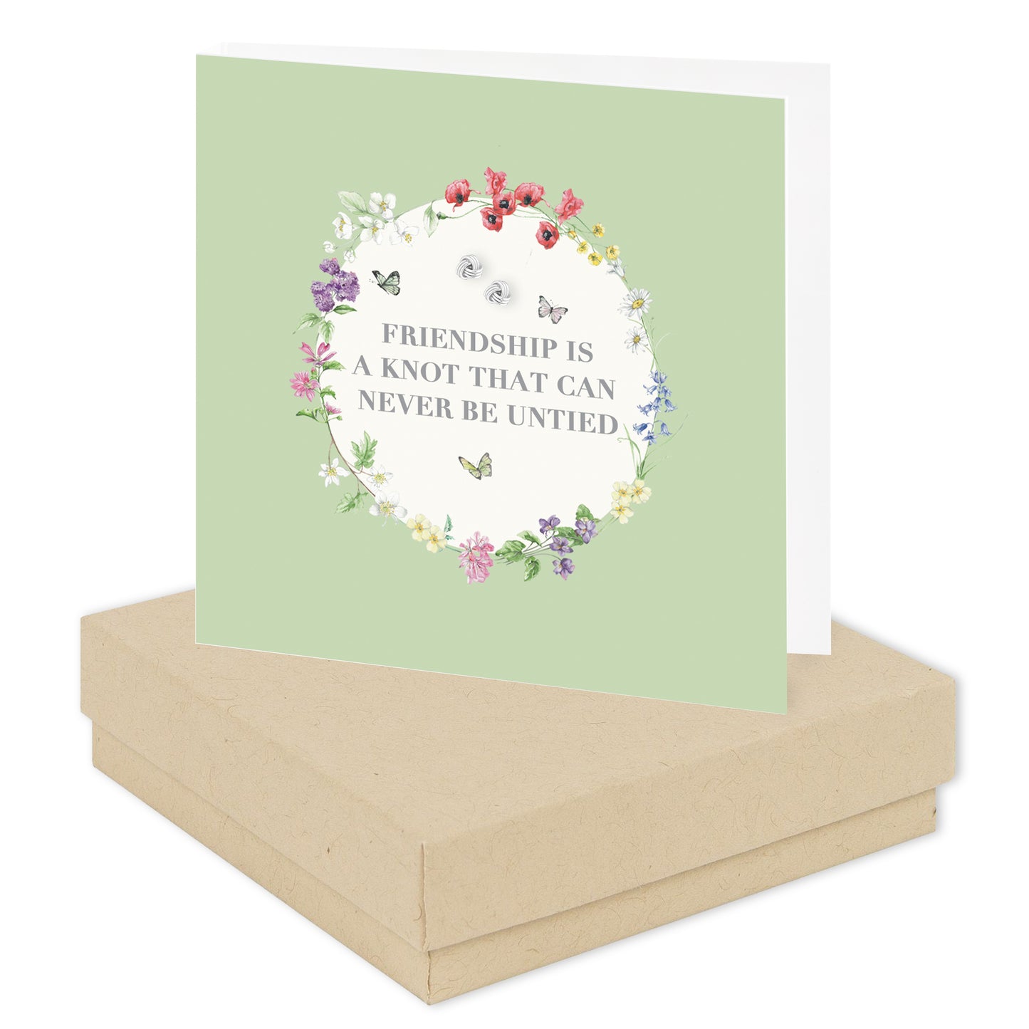 Vintage Sentiment Boxed Silver Earring Card Friendship Earrings Crumble and Core Kraft  