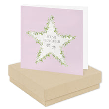 Load image into Gallery viewer, Vintage Sentiment Boxed Silver Earring Card Star Teacher Earrings Crumble and Core Kraft  
