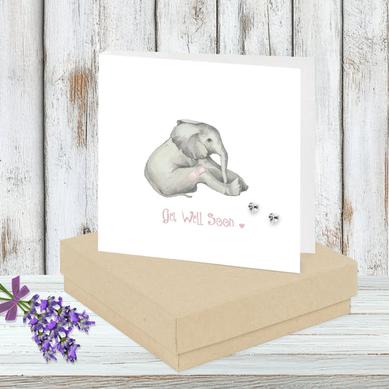 Sterling Silver Stud Earrings on Boxed Card - Get Well Soon Gift - Crumble and Core