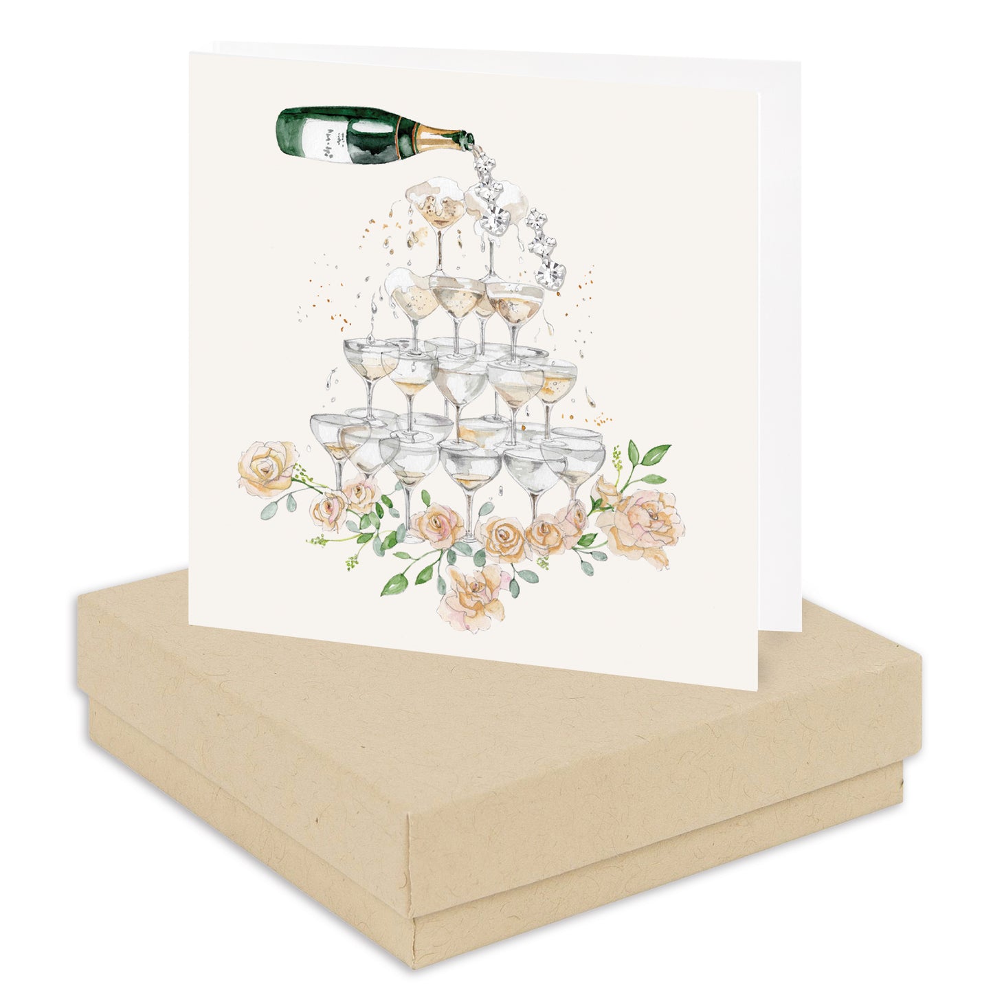 Sterling Silver Triple Drop Stud Earrings – Champagne Tree Card | Elegant Jewellery Gift Set for Her