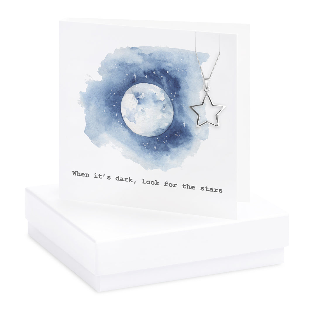 Boxed Moon When Its Dark Look For The Stars Necklace Card