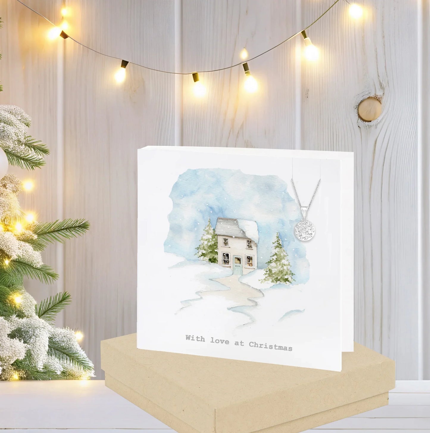 Sterling Silver Pendant Necklace - Gift Set with Box and Christmas Card included - Crumble and Core