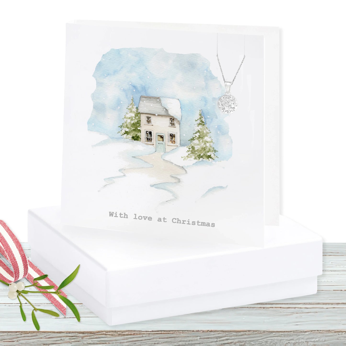 Sterling Silver Pendant Necklace - Gift Set with Box and Christmas Card included - Crumble and Core