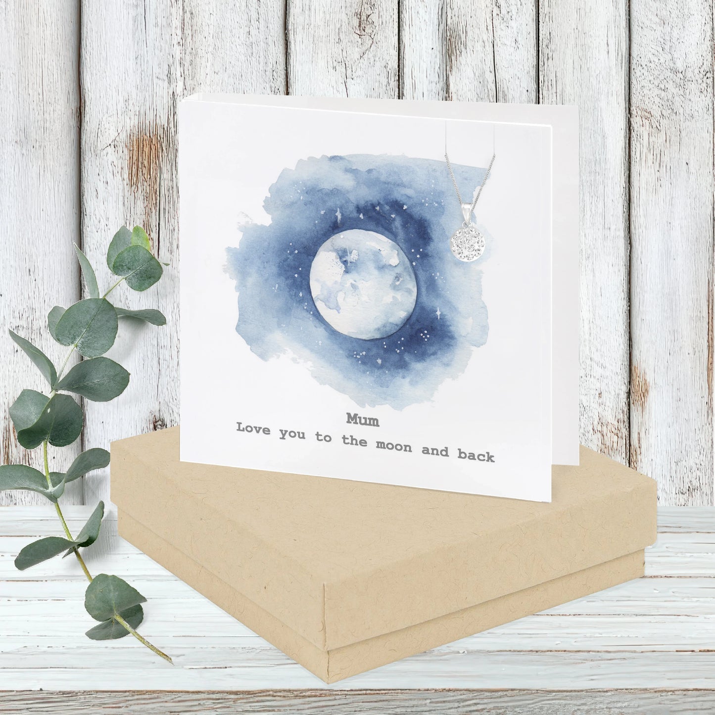 Sterling Silver Pendant Necklace - Boxed Mum Gift Set - Love You to the Moon and Back Card - Crumble and Core