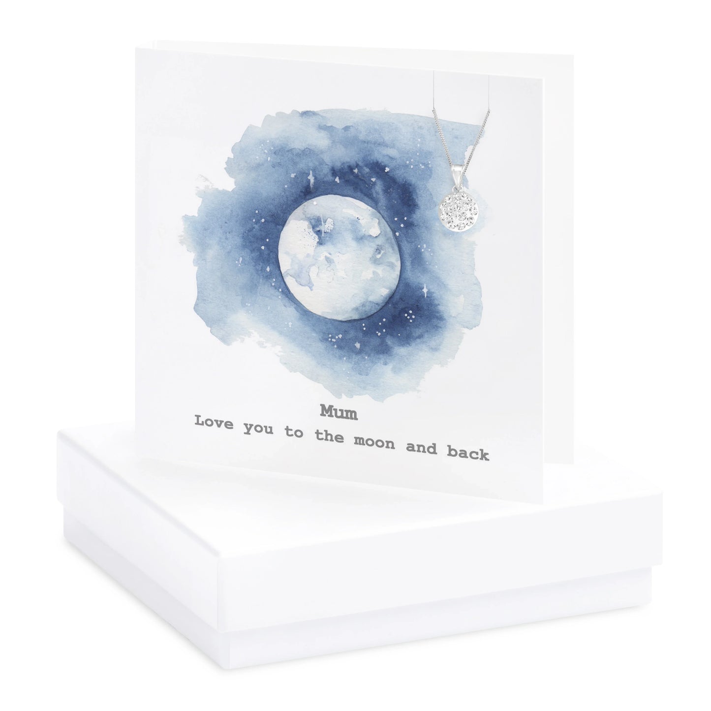 Sterling Silver Pendant Necklace - Boxed Mum Gift Set - Love You to the Moon and Back Card - Crumble and Core