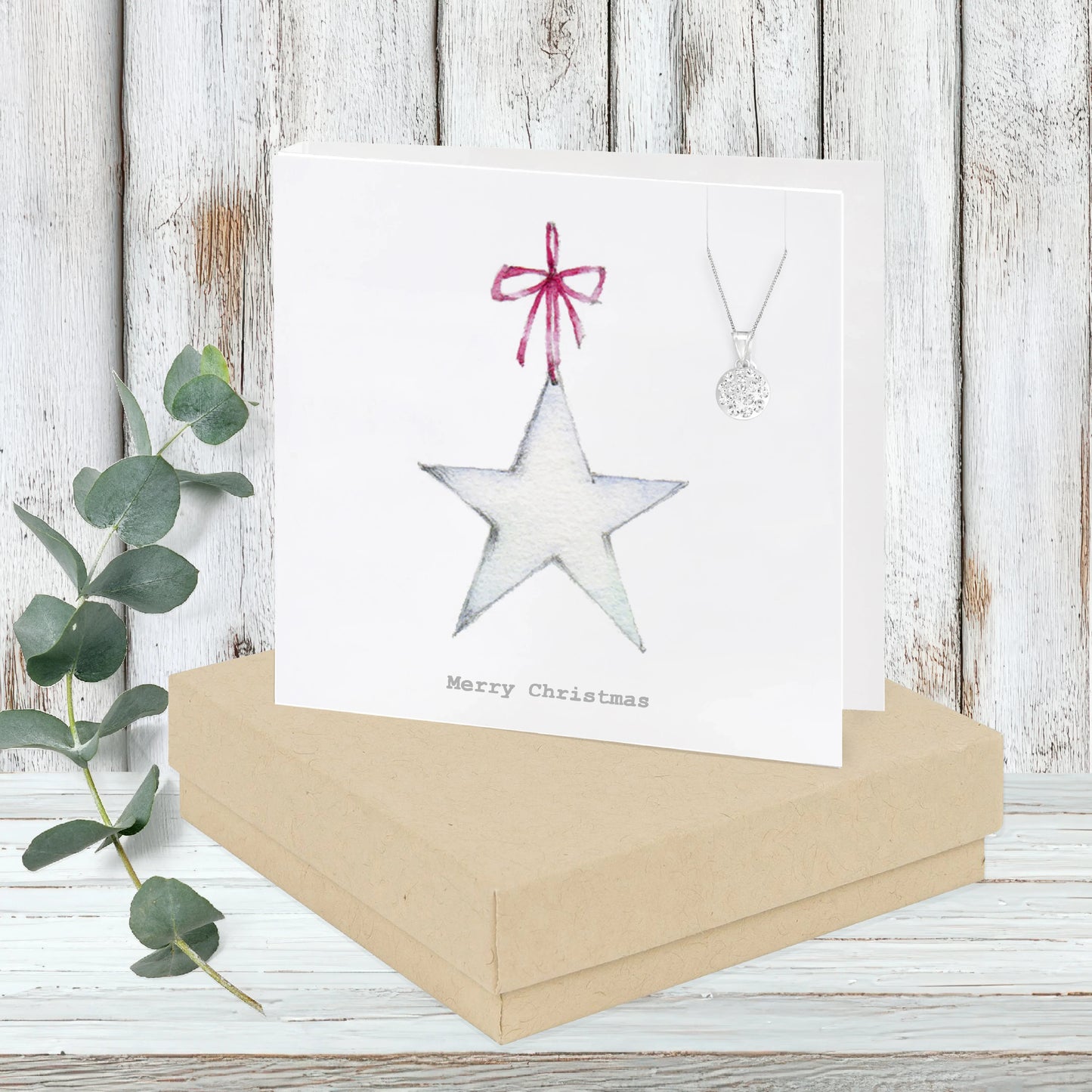 Christmas Sterling Silver Pendant Necklace with Crystals - Festive Gift Set with Gift Box - Crumble and Core