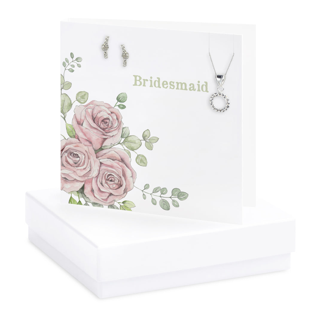 Boxed Rose Bridesmaid Necklace & Earring Card Jewelry Sets Crumble and Core   