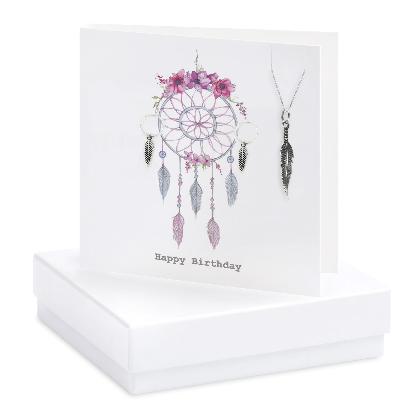 Boxed Dreamcatcher Birthday Necklace and Earring Card Jewelry Sets Crumble and Core   