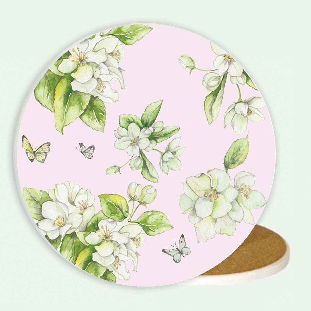 Ceramic Coaster - Pink Blossom Coasters Crumble and Core   