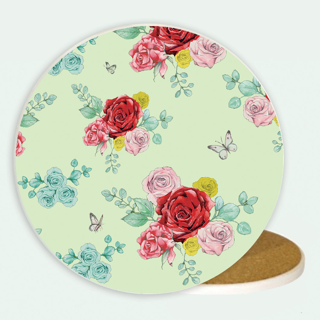Ceramic Coaster - Green Rose Coasters Crumble and Core   