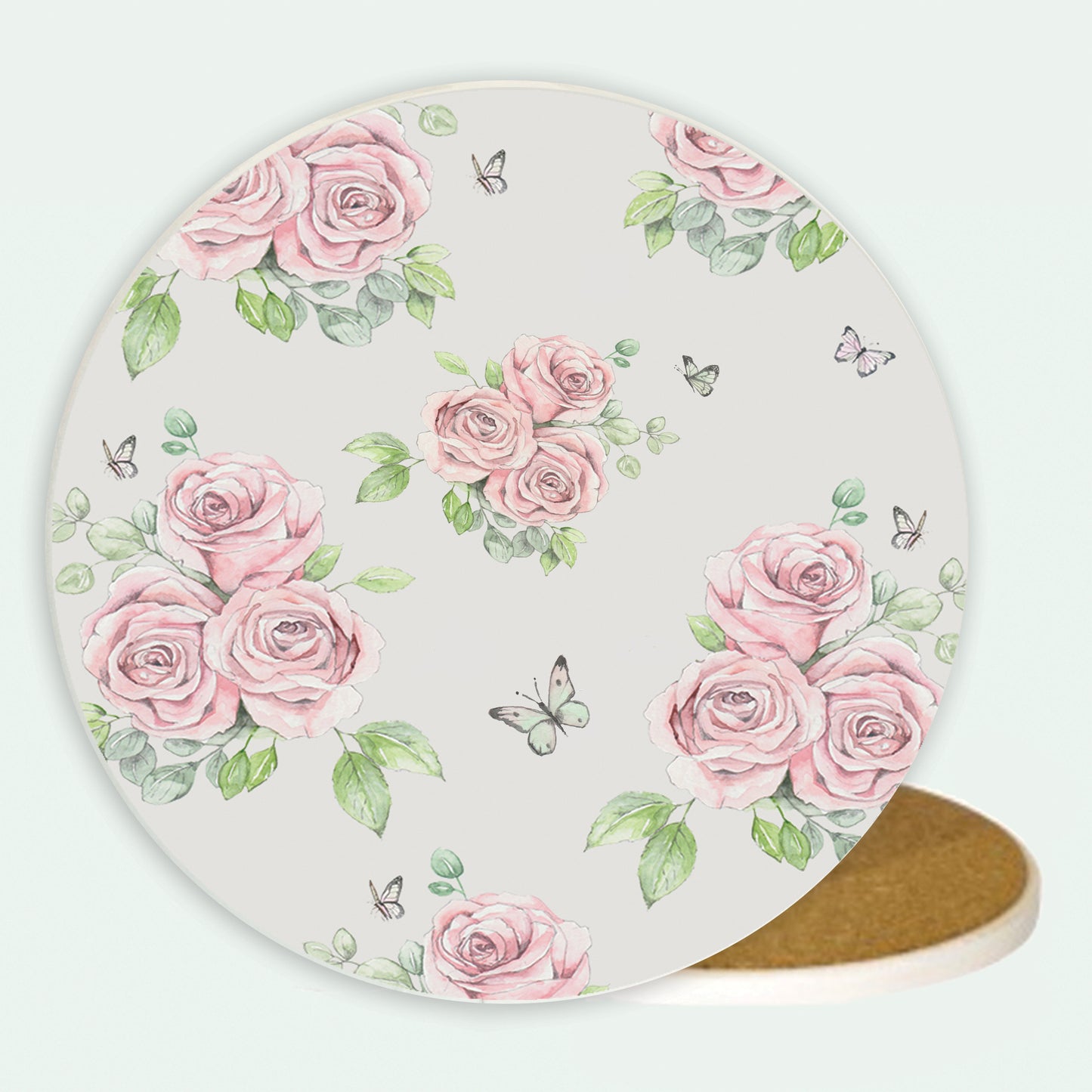 Ceramic Coaster - Pink Rose Coasters Crumble and Core   