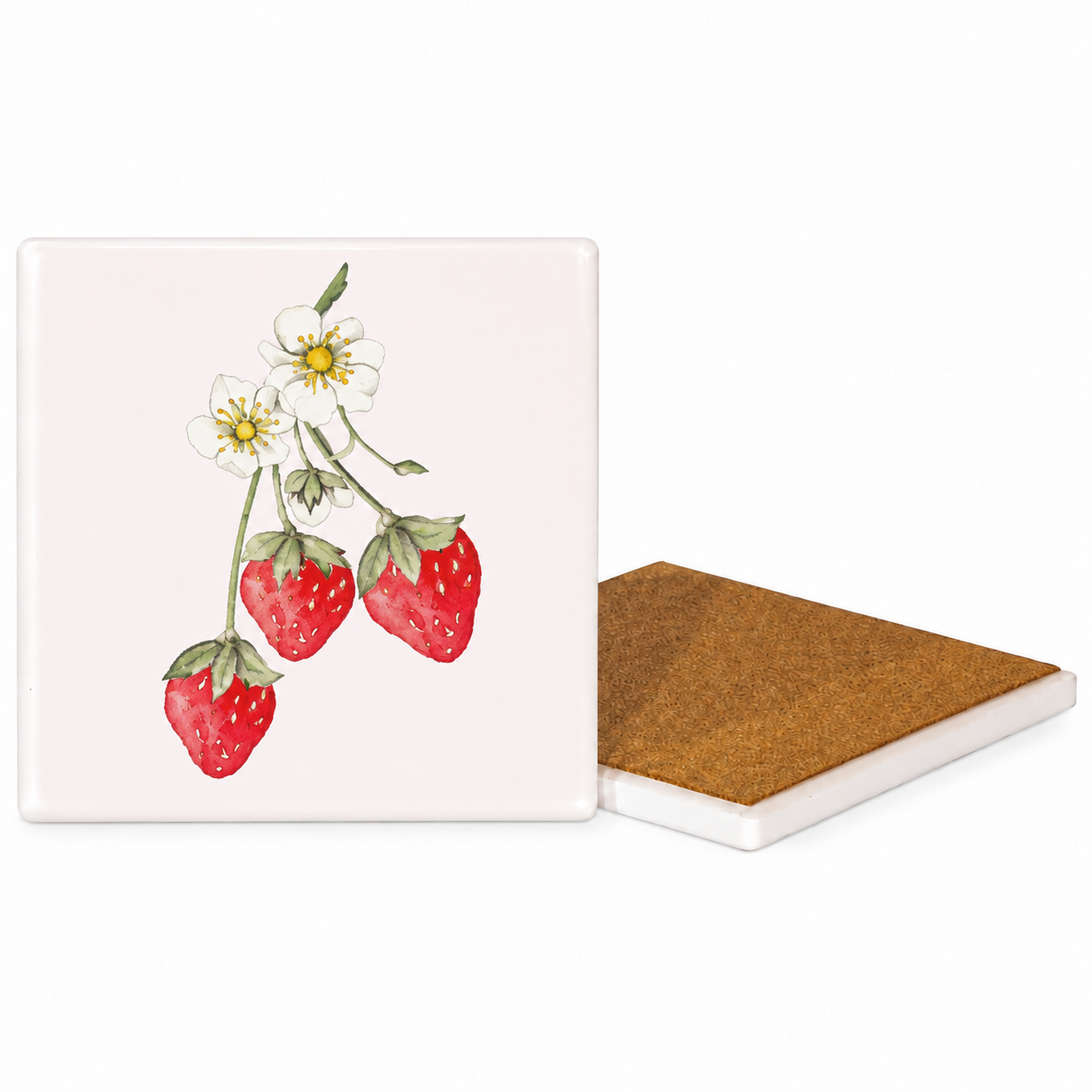 Watercolour Fruit Ceramic Coasters - Ribbon-Tied Set of Four