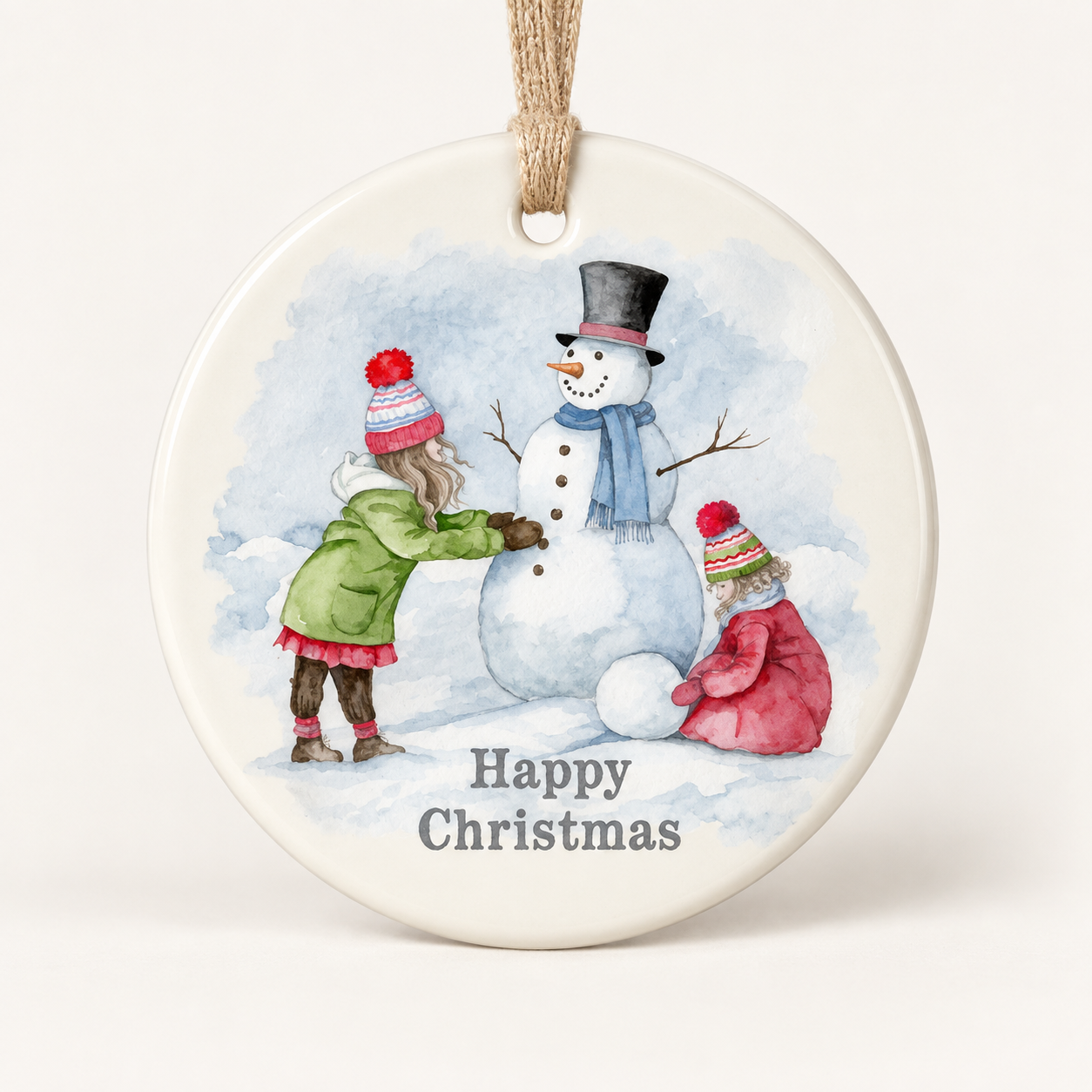 Hanging Ceramic Christmas Tree Decoration - Festive Holiday Ornament - Christmas Snowman - Keepsake Gift