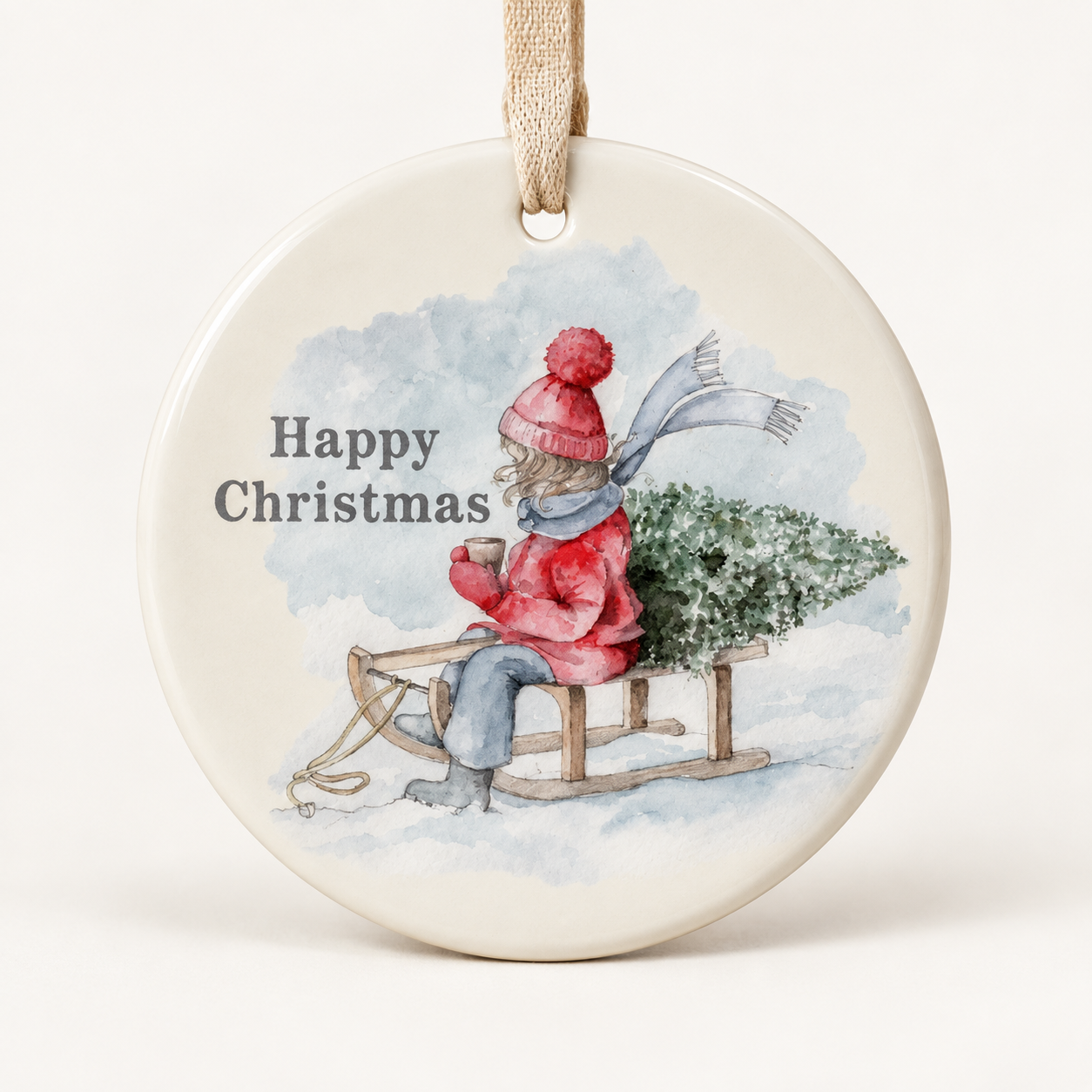 Hanging Ceramic Christmas Tree Decoration - Festive Holiday Ornament - Christmas Sledge - Keepsake Gift (Copy)