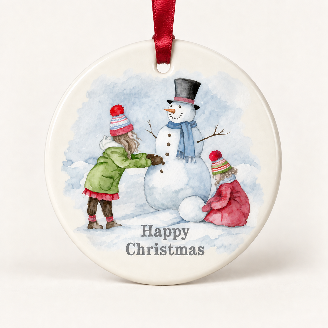 Hanging Ceramic Christmas Tree Decoration - Festive Holiday Ornament - Christmas Snowman - Keepsake Gift