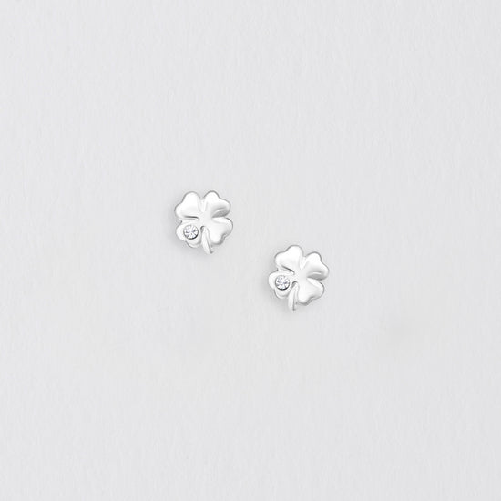 Clover And Crystal Silver Earring Stud Earrings Crumble and Core   