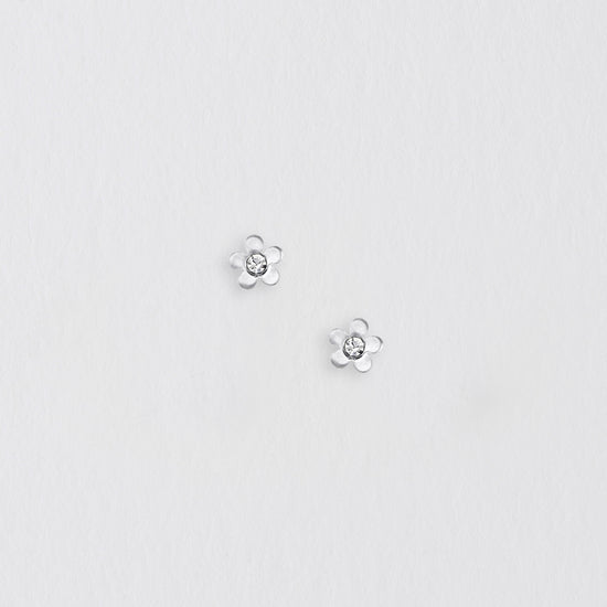 Flower with Crystal Silver Earring Stud Earrings Crumble and Core   