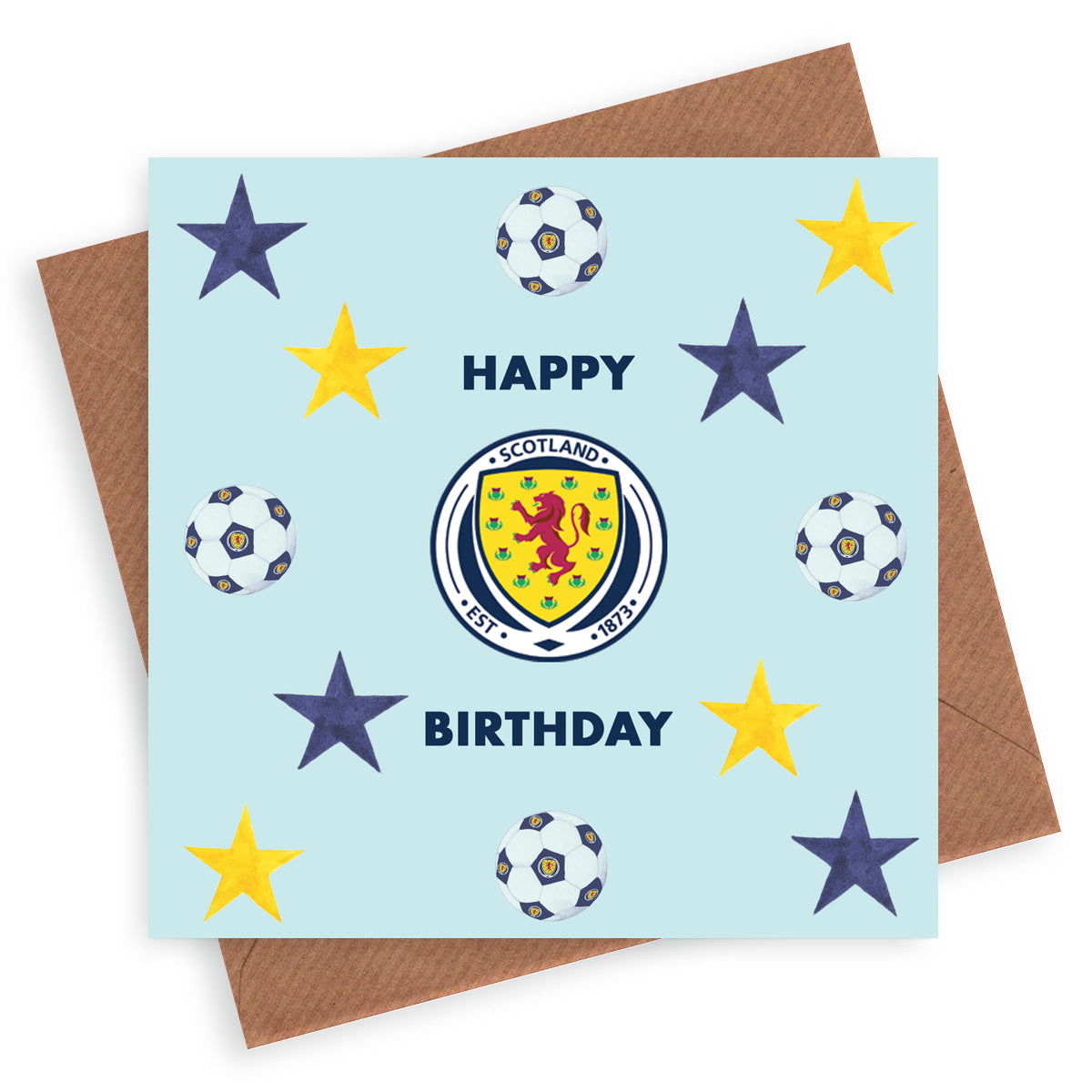 Scotland Football Happy Birthday Stars & Balls Greeting Card Greeting & Note Cards Crumble and Core   