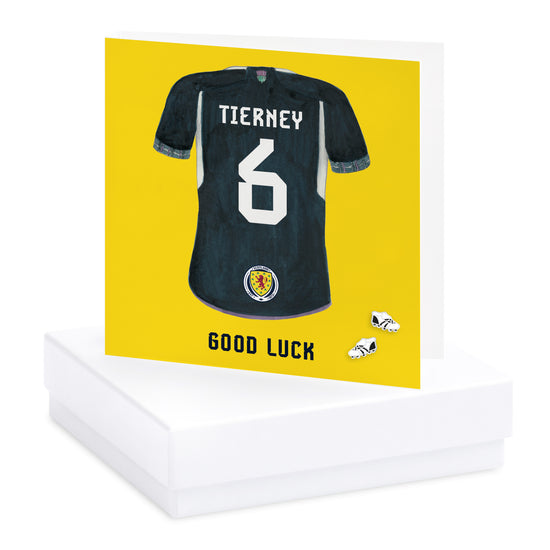 Scotland Football Shirt Tierney 6 Good Luck Boxed Sterling Silver Earring Card Earrings Crumble and Core   