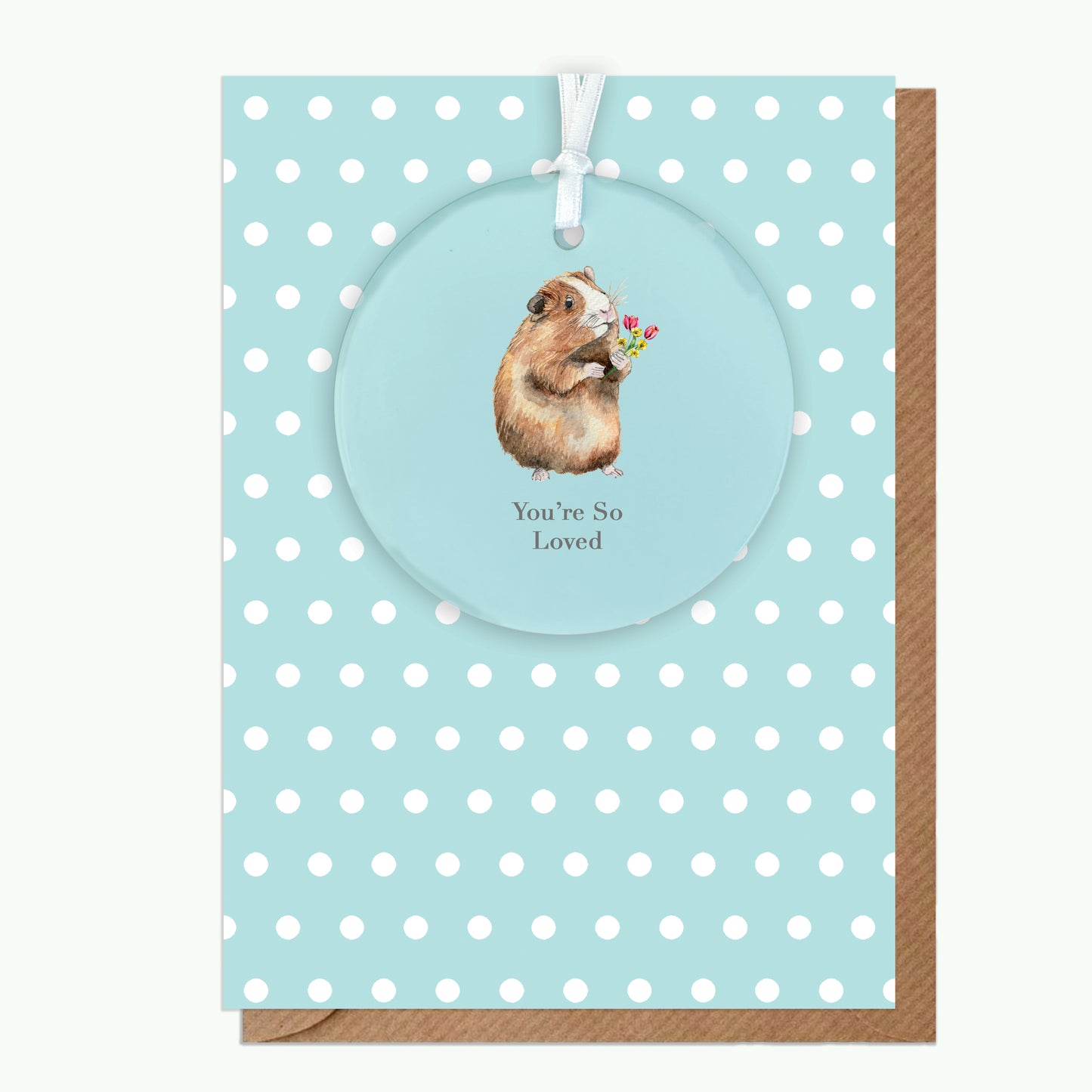 A6 Greeting Card with Ceramic Keepsake - Guinea Pig So Loved Greeting & Note Cards Crumble and Core   