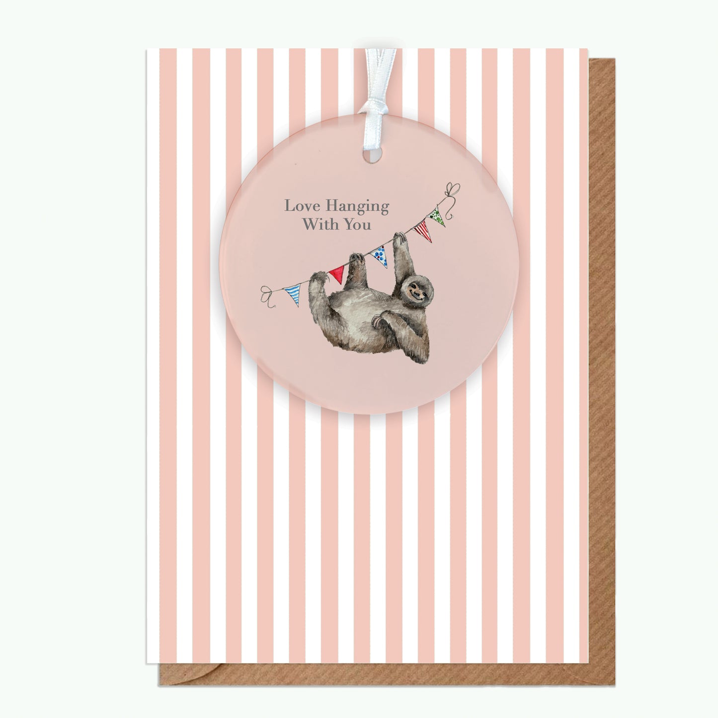 A6 Greeting Card with Ceramic Keepsake - Sloth Love Hanging Greeting & Note Cards Crumble and Core   