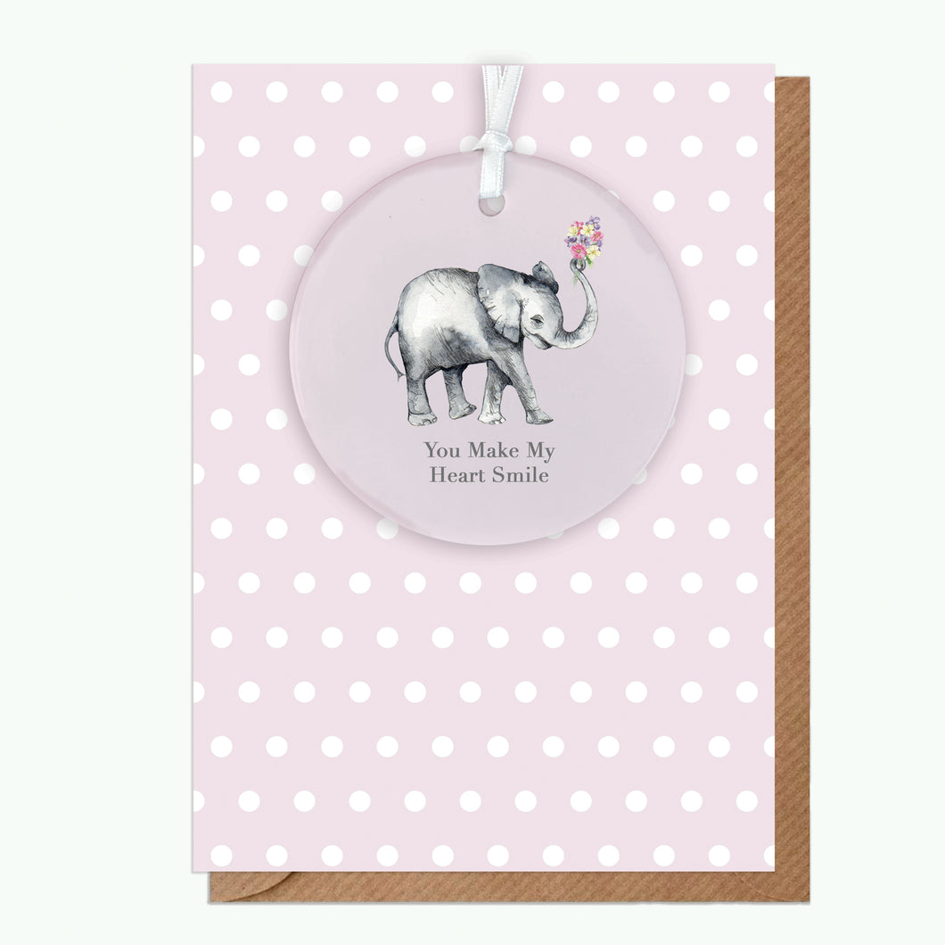 A6 Greeting Card with Ceramic Keepsake - Elephant Smile Greeting & Note Cards Crumble and Core   