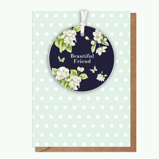 A6 Greeting Card with Ceramic Keepsake - Blossom Navy Beautiful Friend Greeting & Note Cards Crumble and Core   